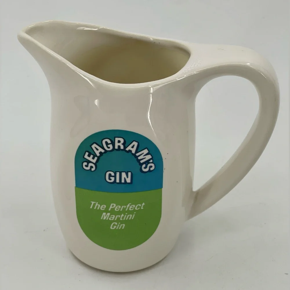 Seagram’s Gin “The Perfect Martini” Gin Ceramic White Bar Pitcher Vintage